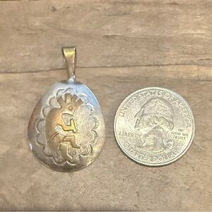 VTG Native Navajo Sterling Silver 12K GF Kokopelli Pendant
